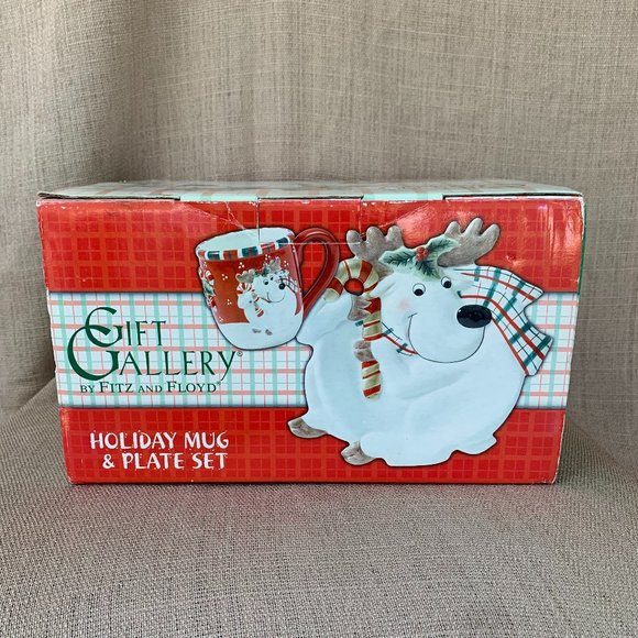 FITZ and FLOYD Reindeer Holiday Mug and Plate Set 2pc - Picture 9 of 15